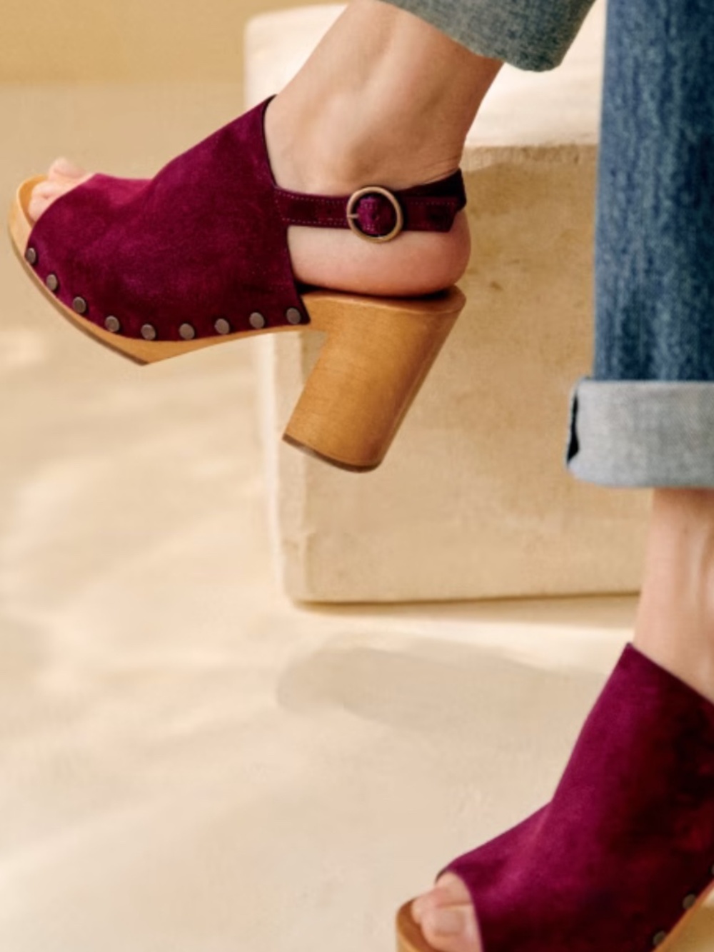 Sezane Dakota High Clogs Cassis - Size 8